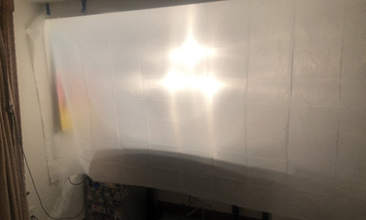 rE Monitor indoor lighting setup with diffused curtain (image provided by customer)