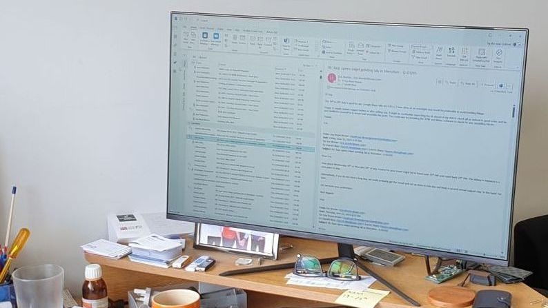 RLCD monitor facing bright window indoors
