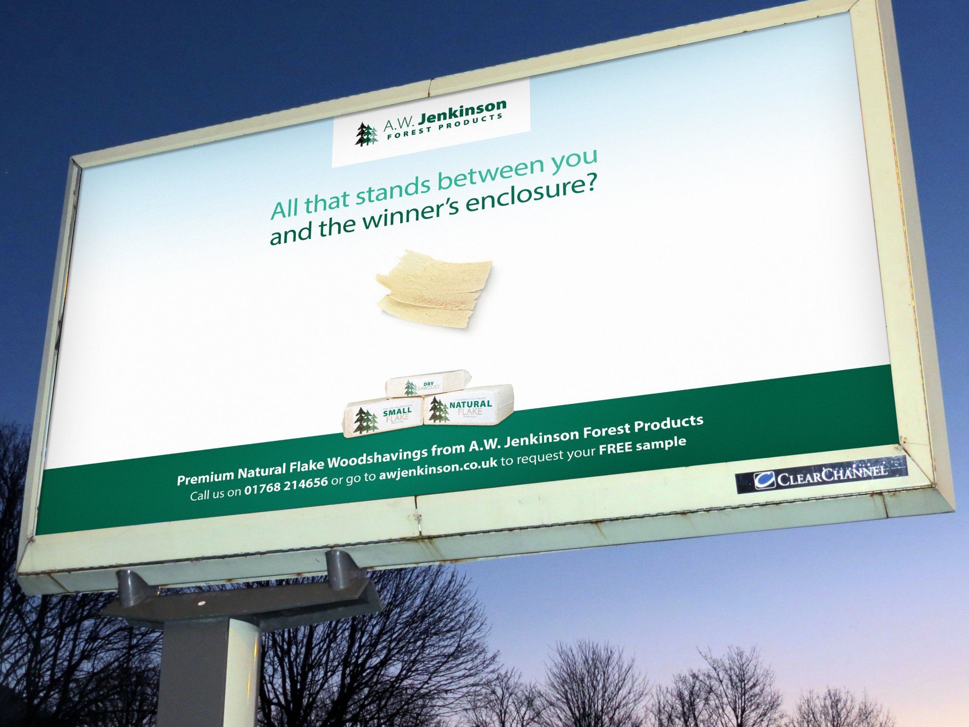 A billboard that says all that stands between you and the winner 's exclusive