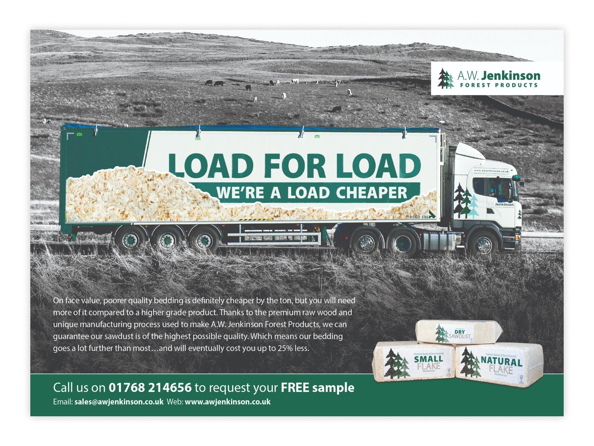A truck with a load for load sign on the side of it.