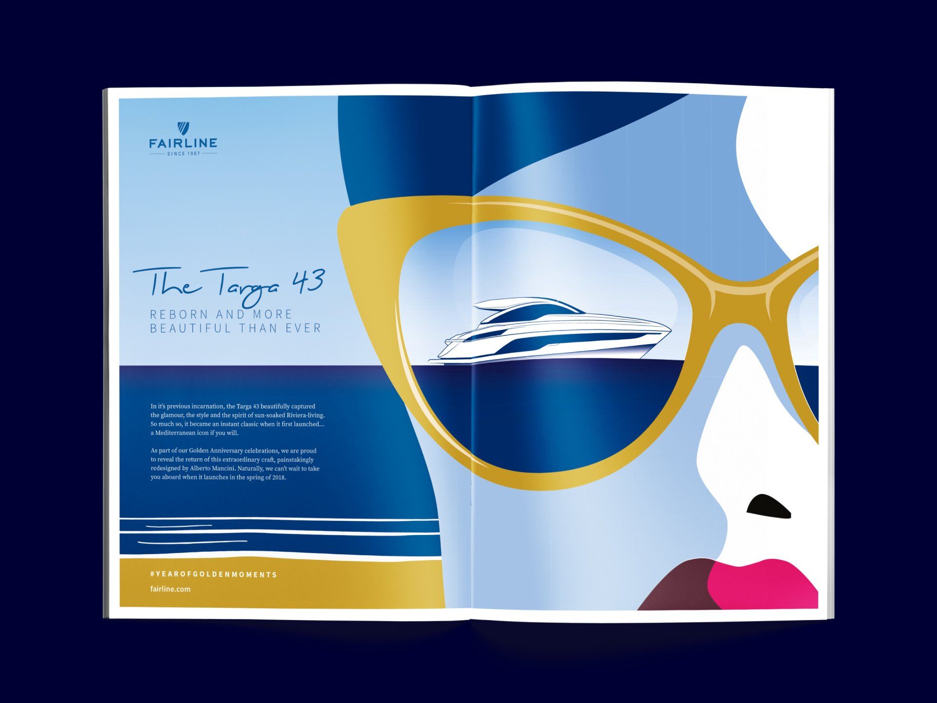 A book is open to a page that saysThe Targa 43