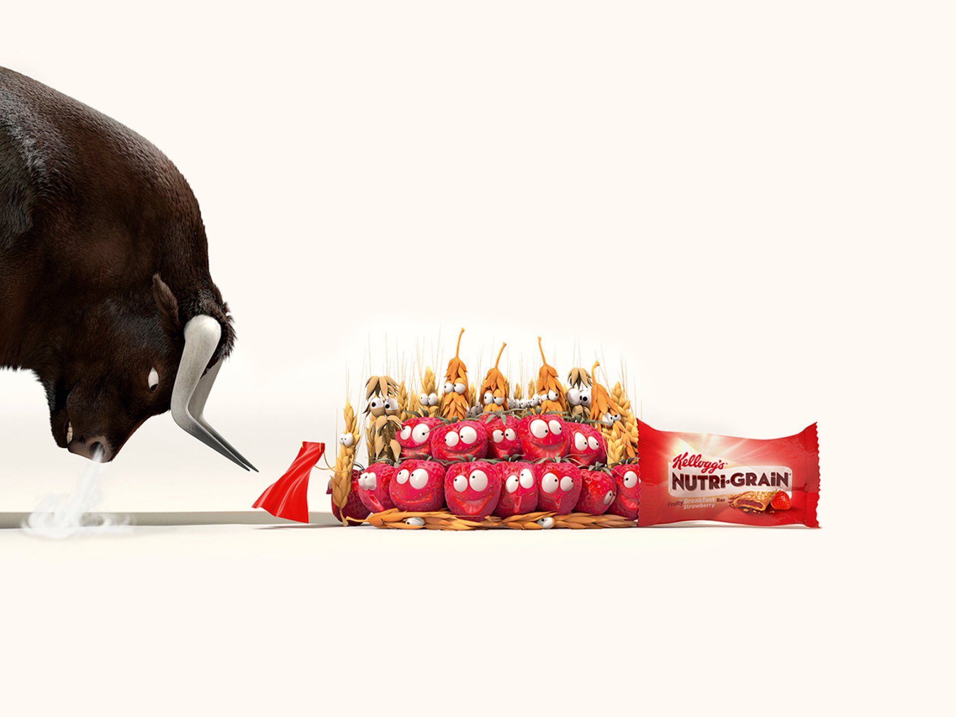 Ad campaign for Kellogg's Nutri-Grain featuring animated fruit characters. © The Animo Group Ltd.
