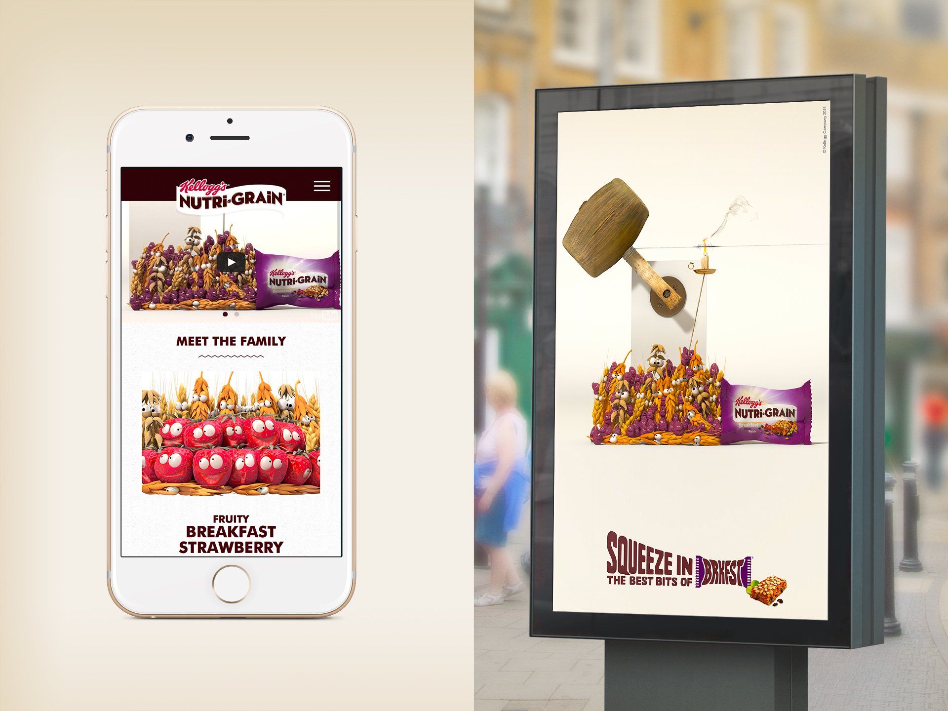 Display and outdoor adverts for Kellogg's Nutri-Grain. © The Animo Group Ltd.
