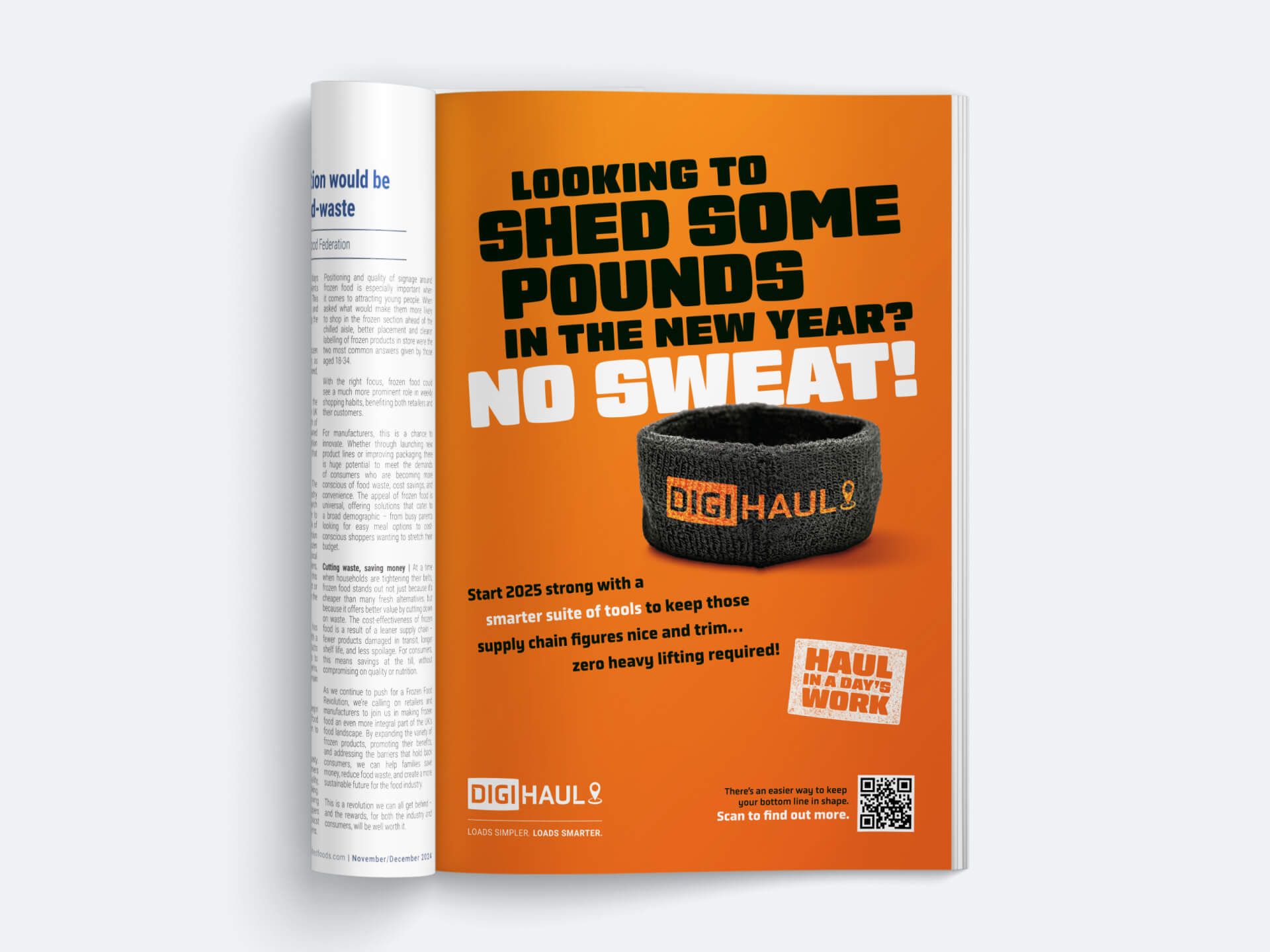 A magazine is open to a page that says going the extra mile means nothing if it 's empty