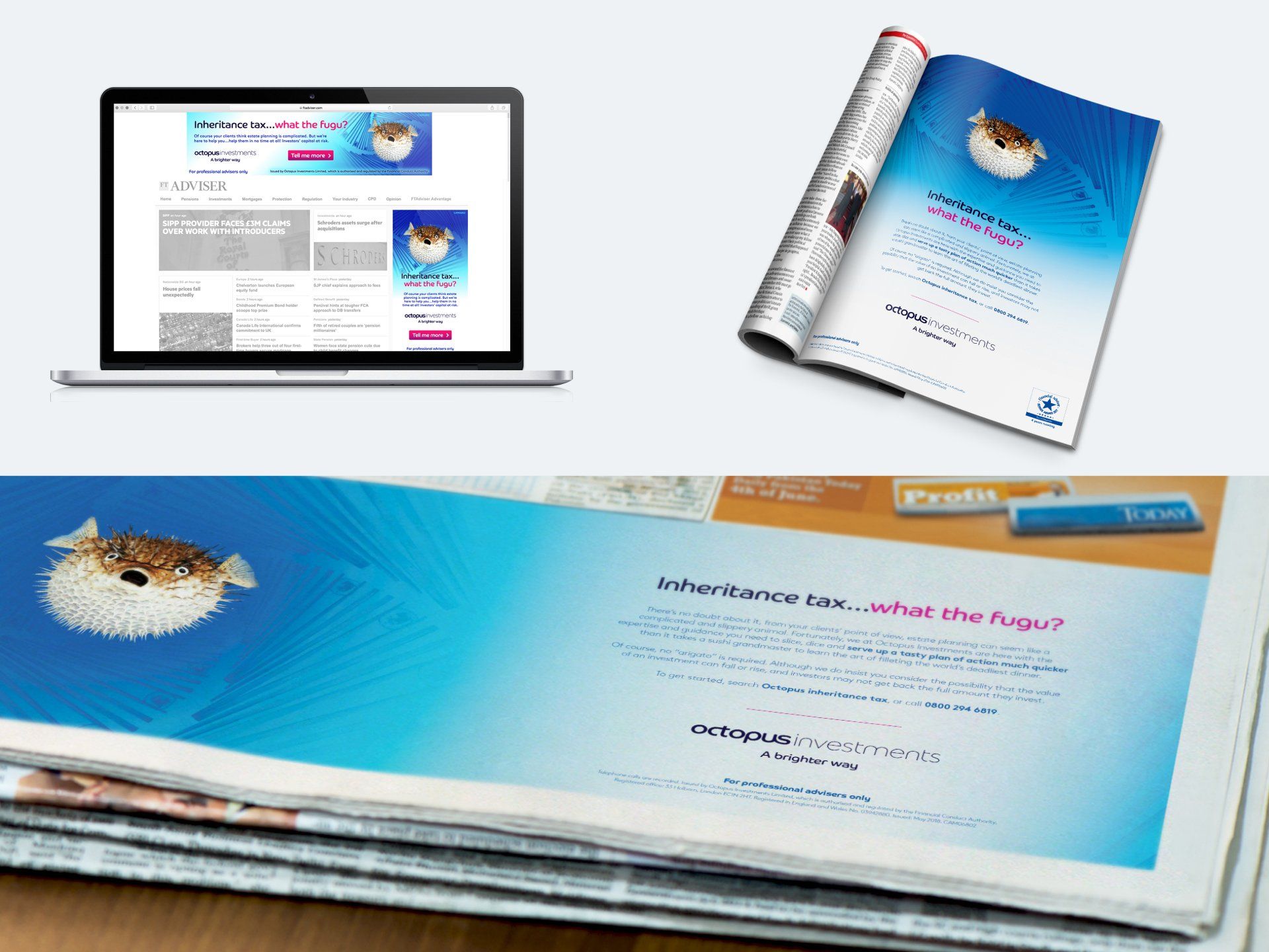 Print and display adverts for Octopus Investments. Headline: