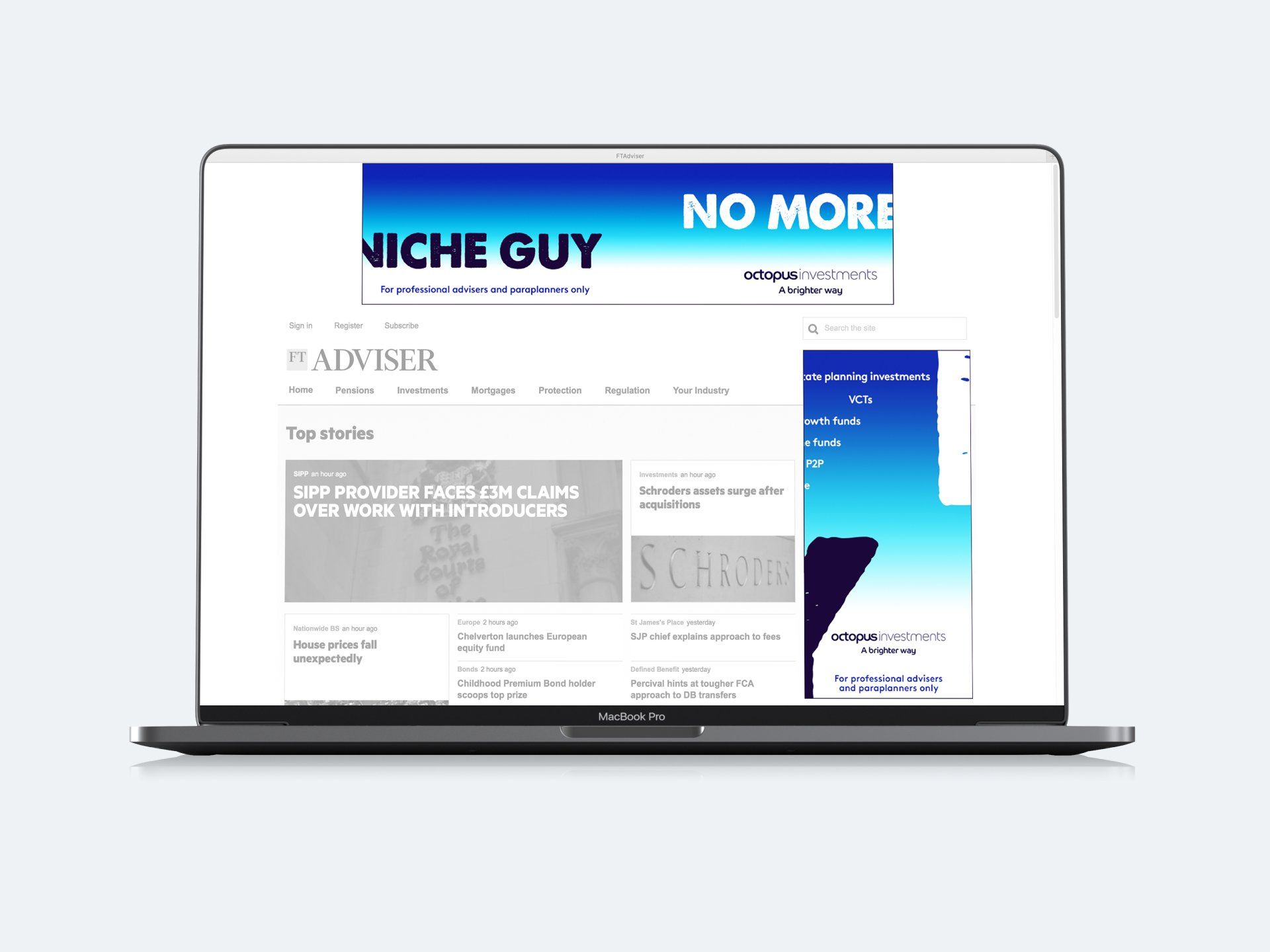 A laptop is open to a website called niche guy