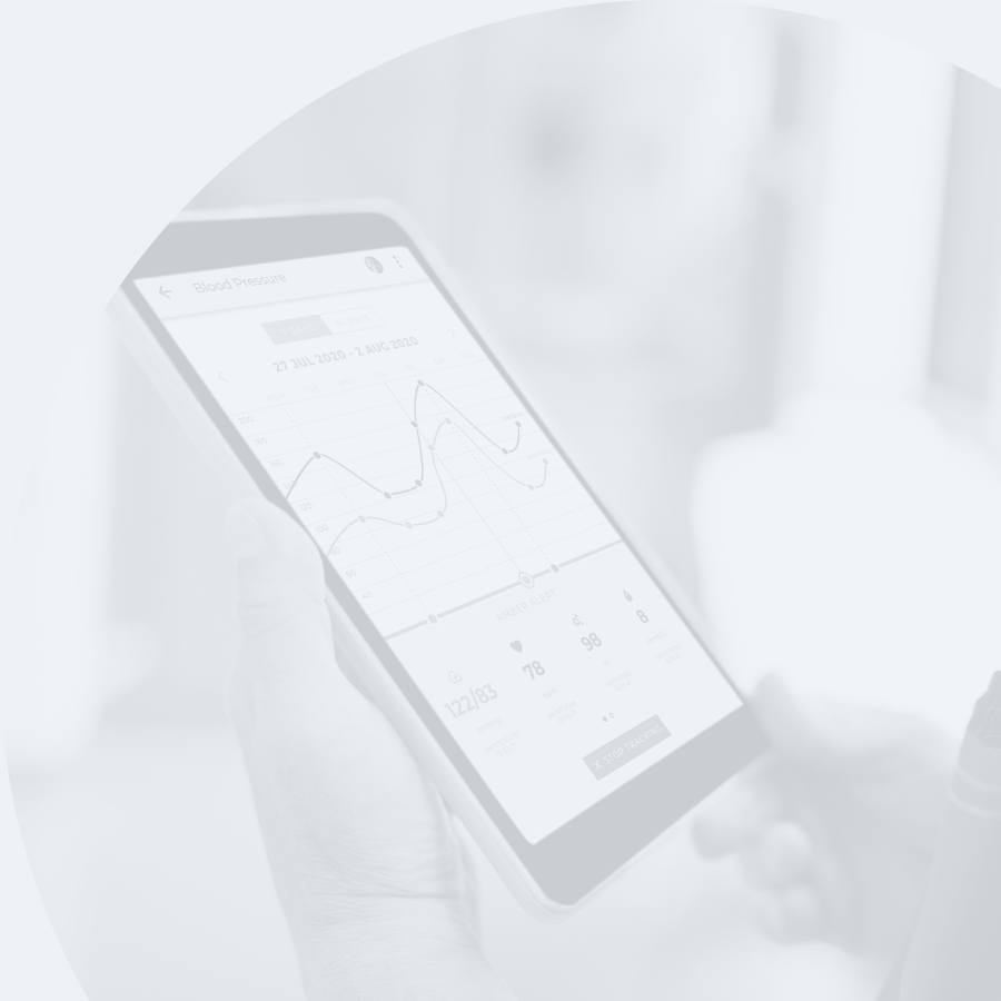 A person is holding a cell phone with a graph on it.