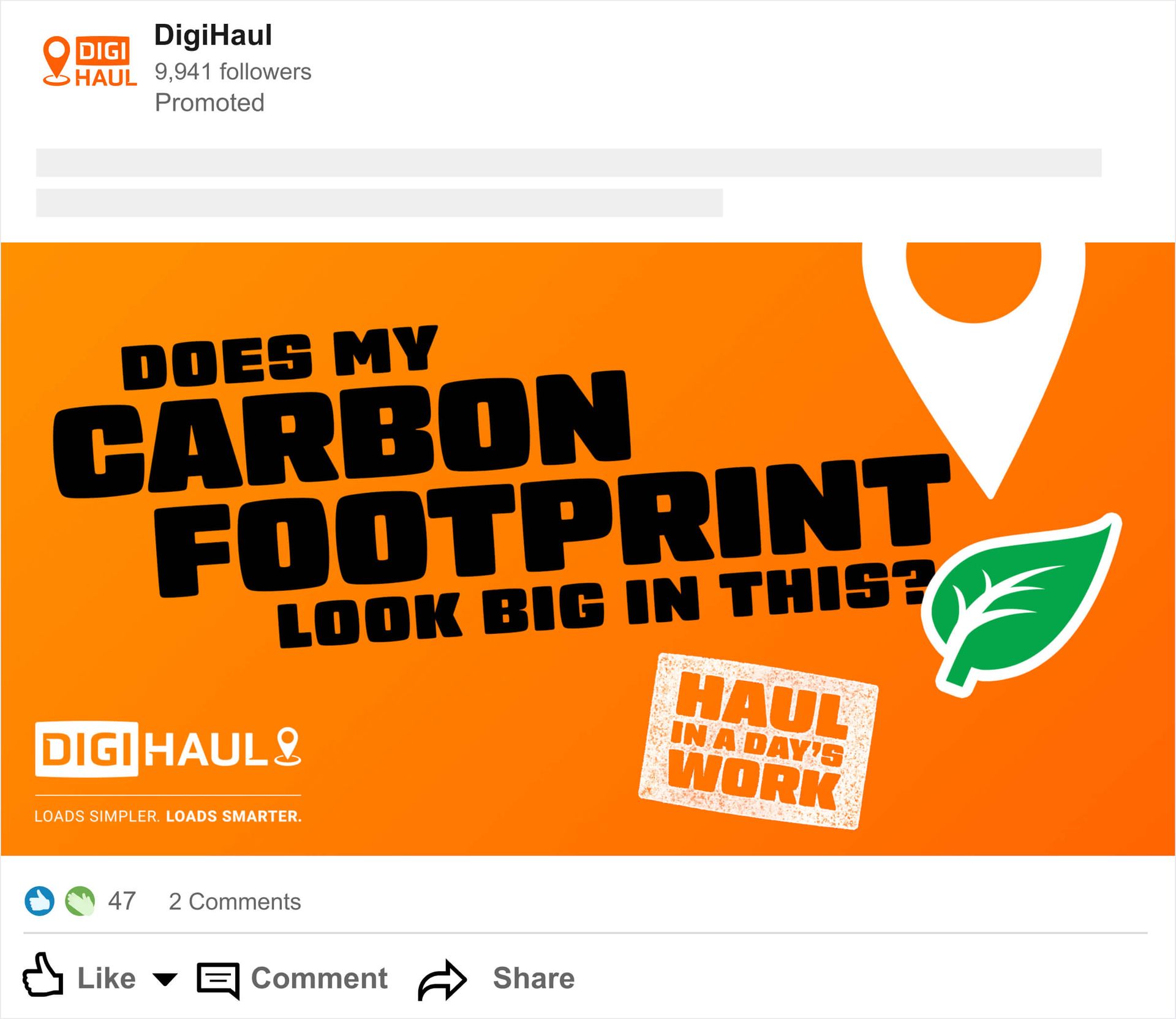 LinkedIn Post saying Does my carbon footprint look big in this ?