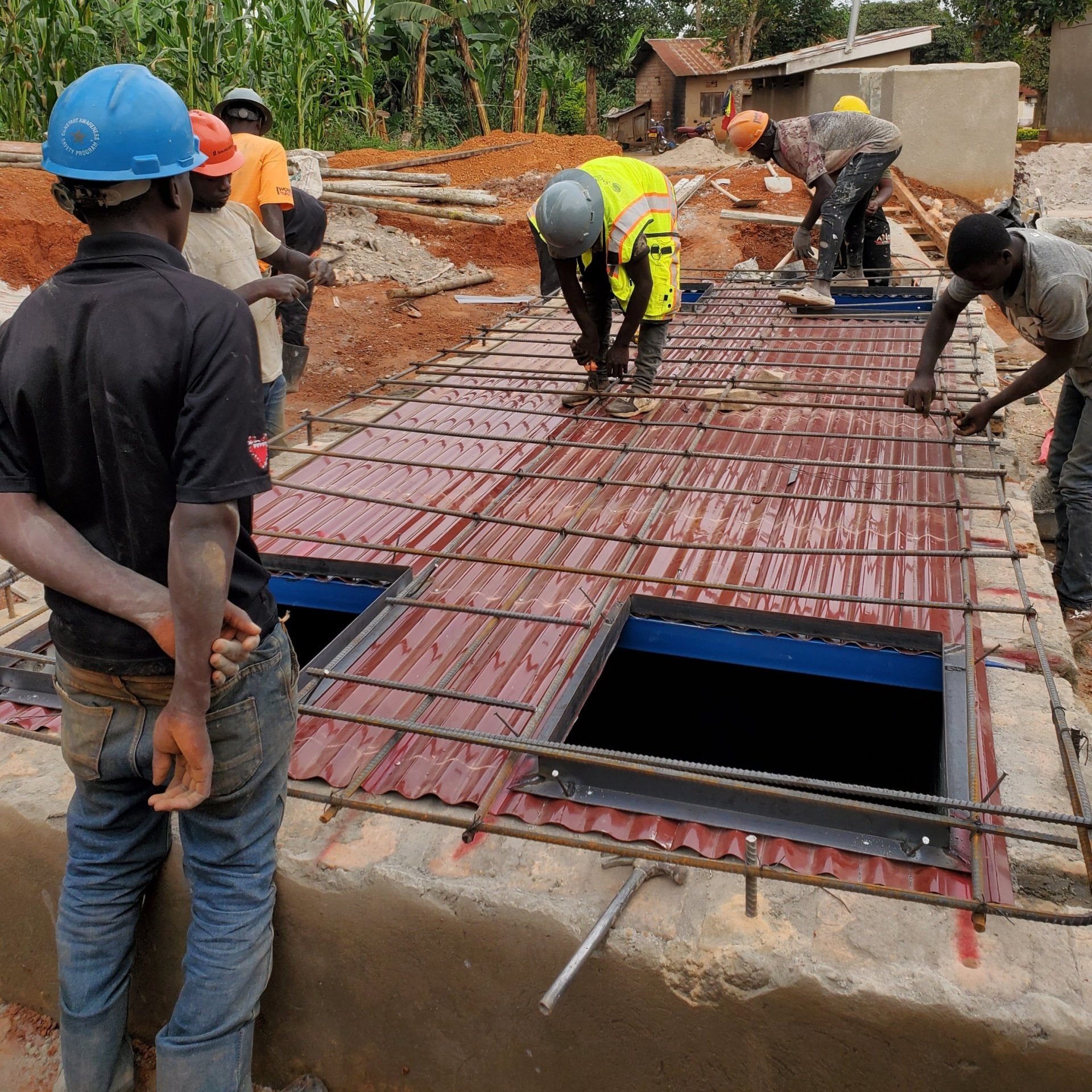 a group of men working on a construction site
