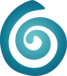 A blue and white spiral on a white background