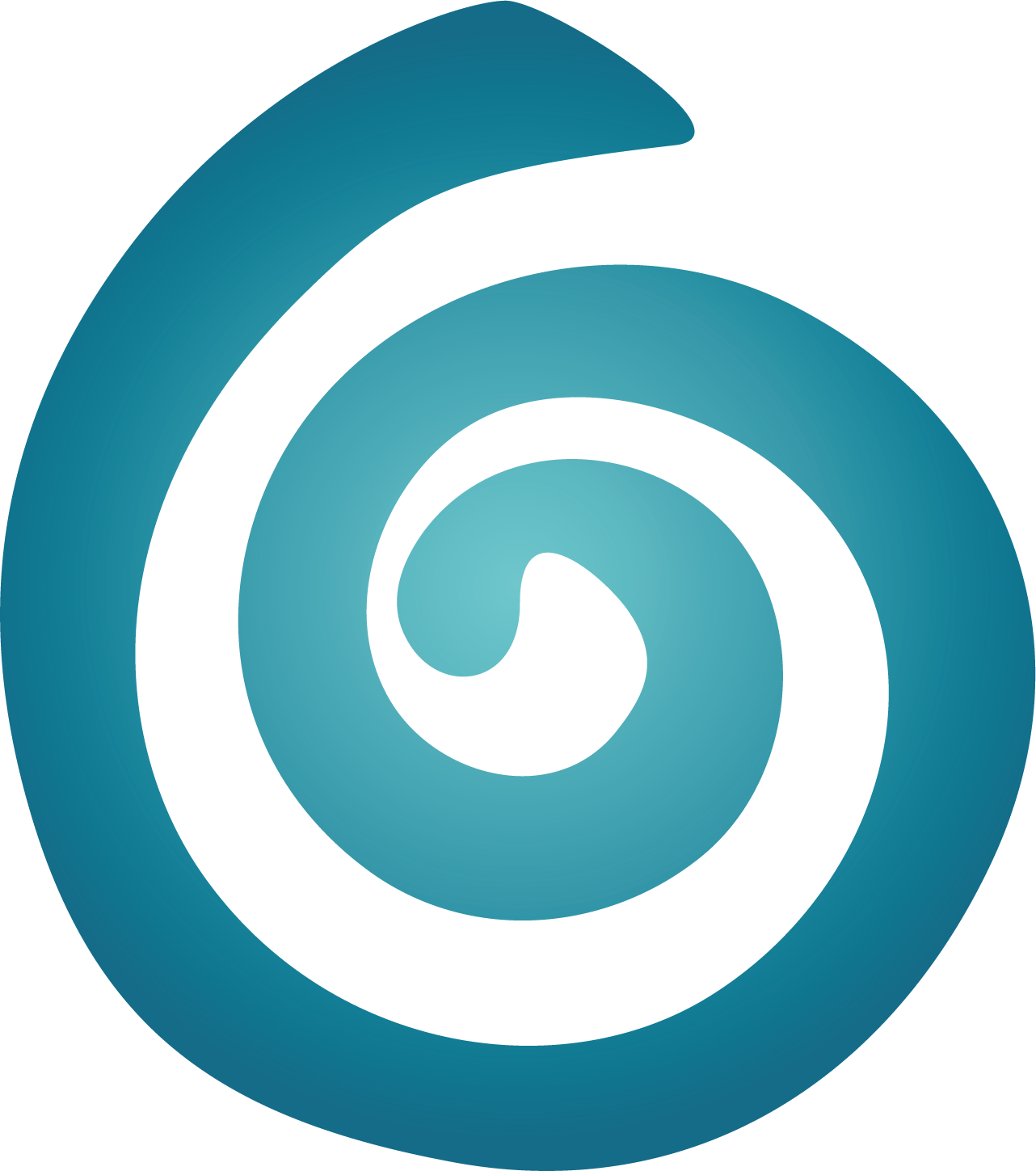 A blue and white spiral on a white background