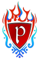 Red shield with white 