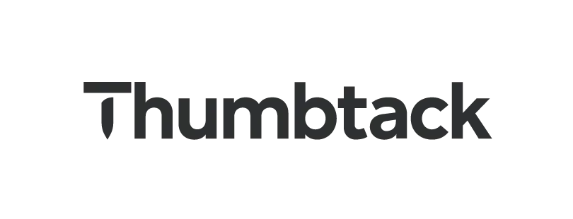 Thumbtack logo in black text on a white background