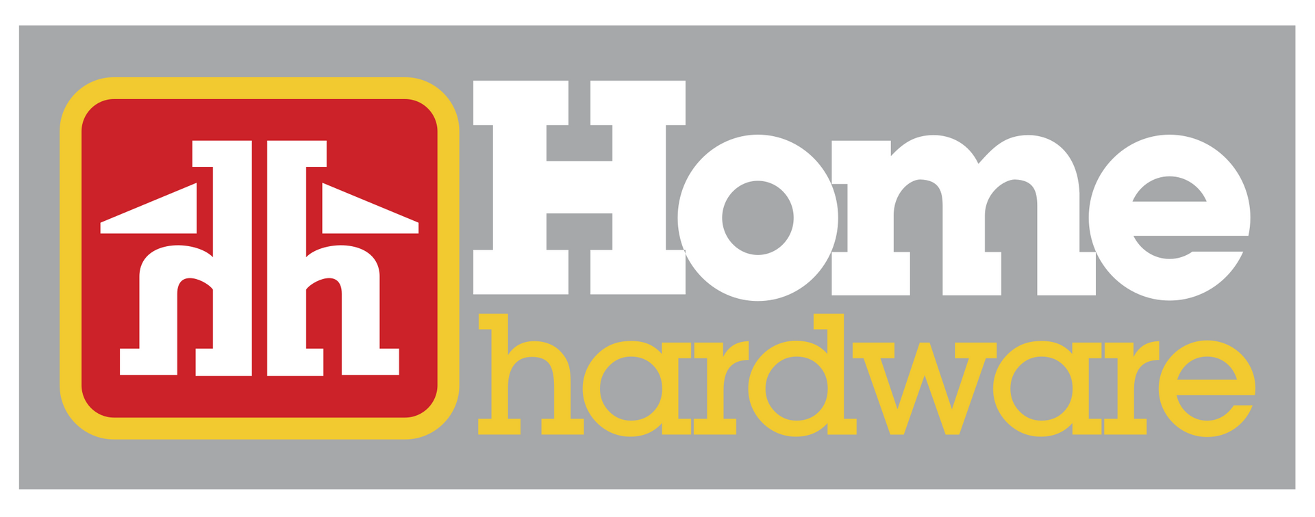 A home hardware logo on a gray background