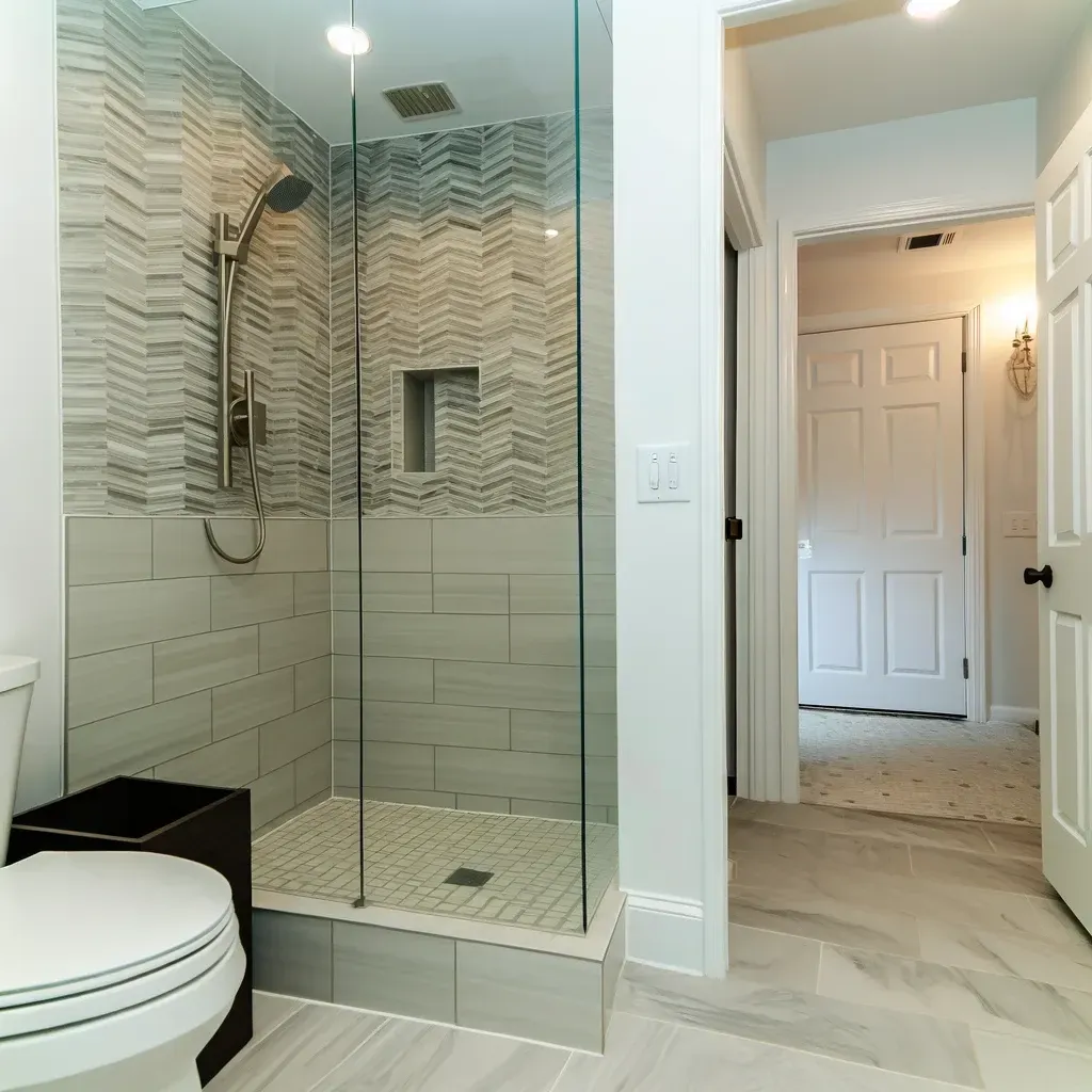 Elegant bathroom renovation with walk-in shower and minimalist design by MAS Home Improvement in the Lehigh Valley.