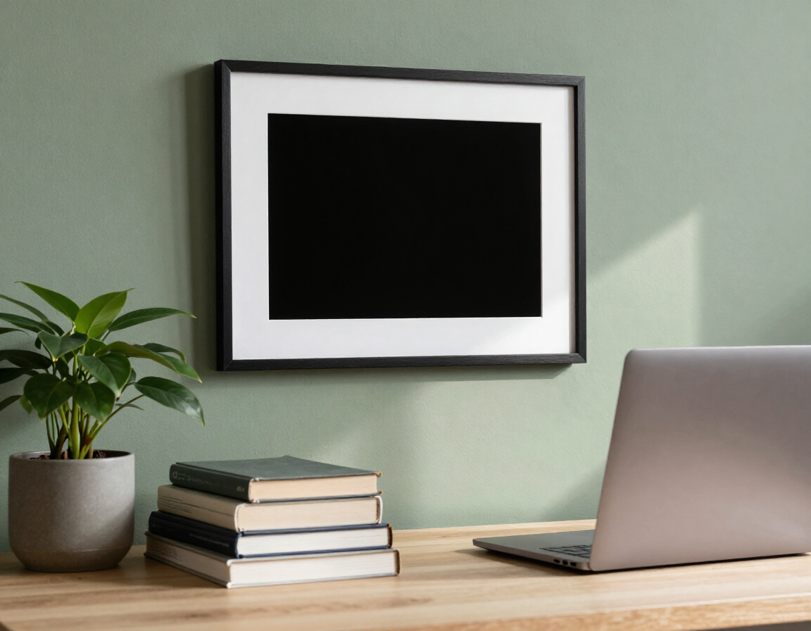Books and a plant on a desk