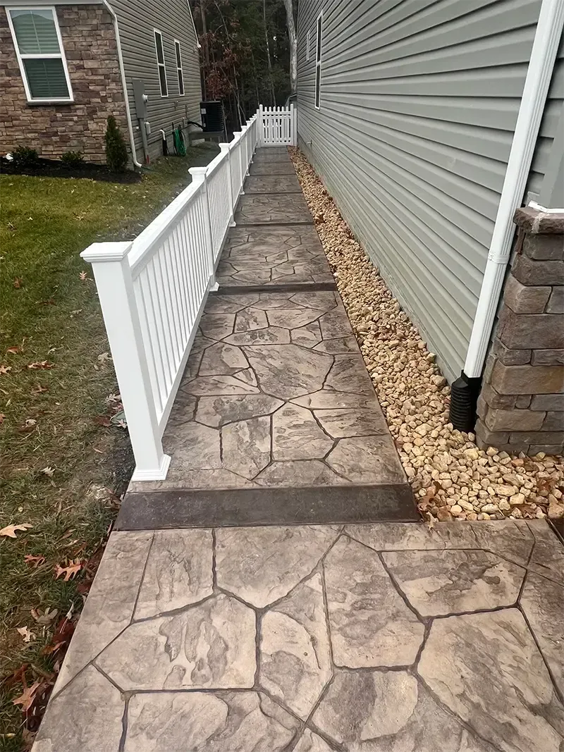 Stamped concrete walkway