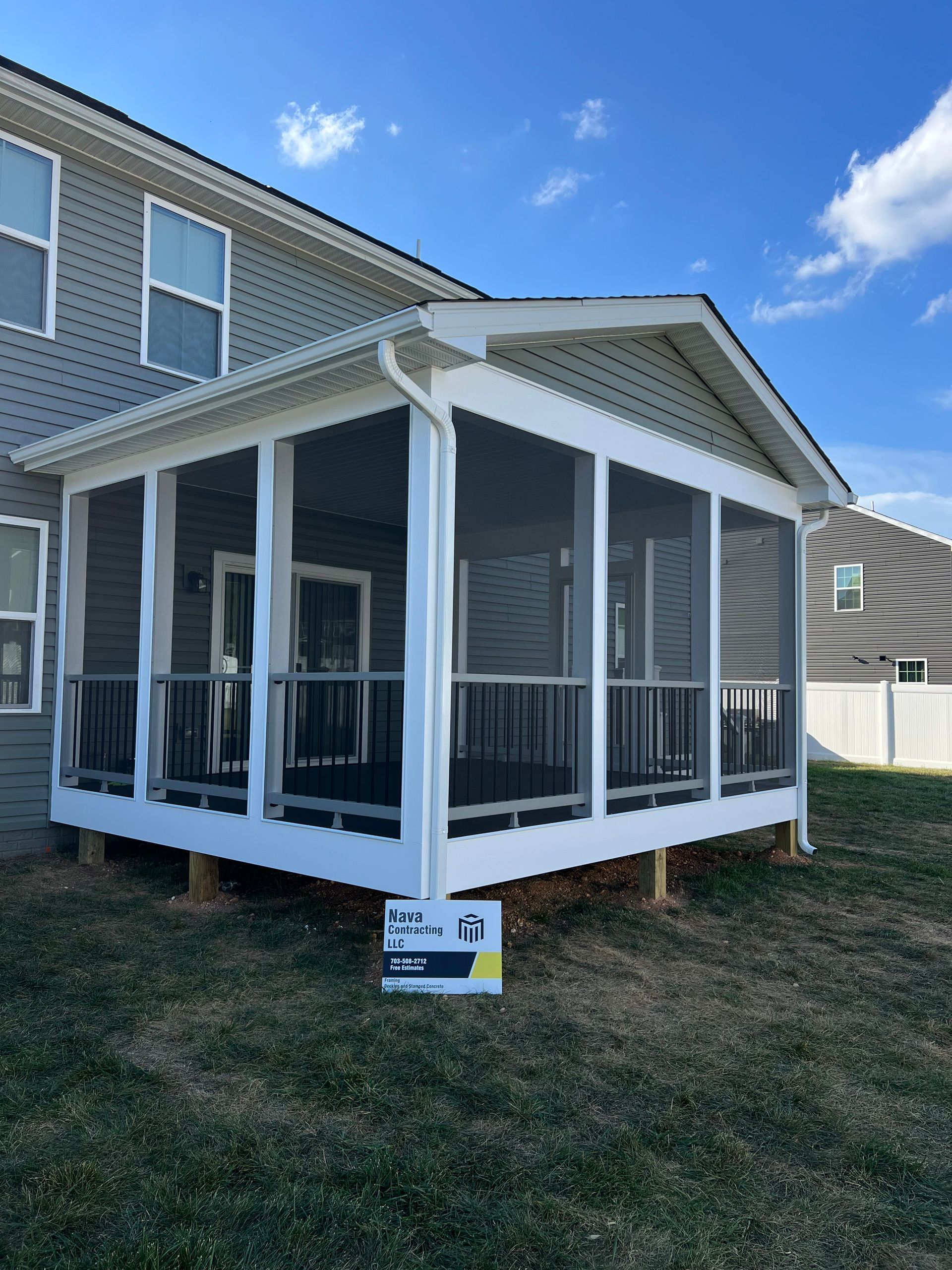 screened porch and stamped patio