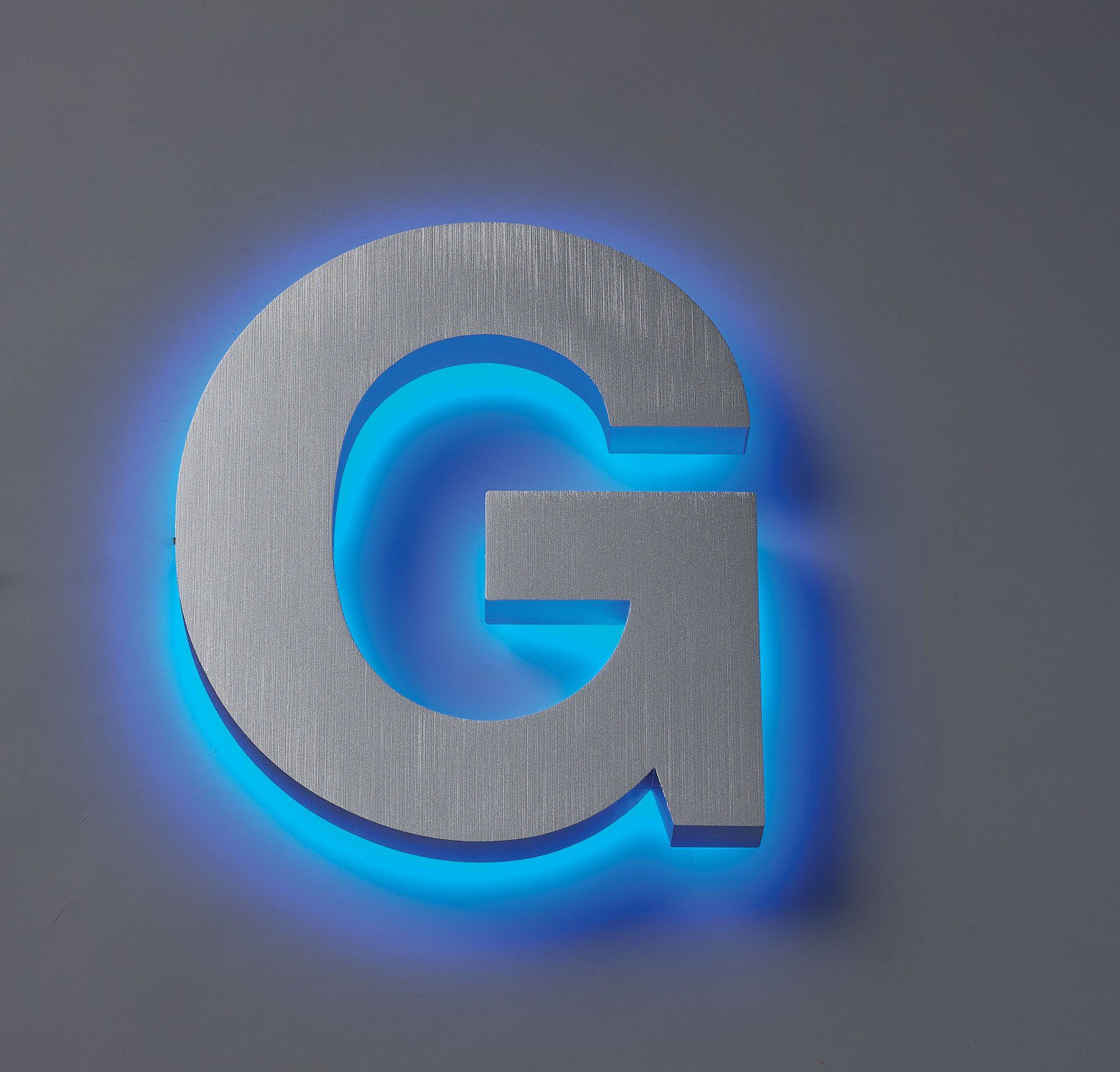 Cast Aluminum Halo Blue LED Letter