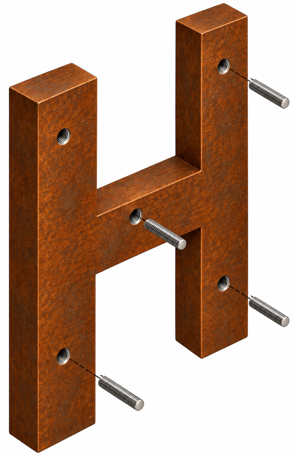 Stud Mount Cor-Ten Steel Letter