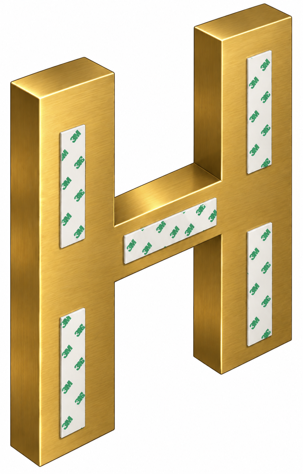 Double face tape mounted on Brass letter
