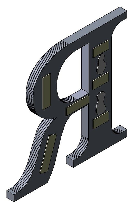 Double face tape mounted on metal letters