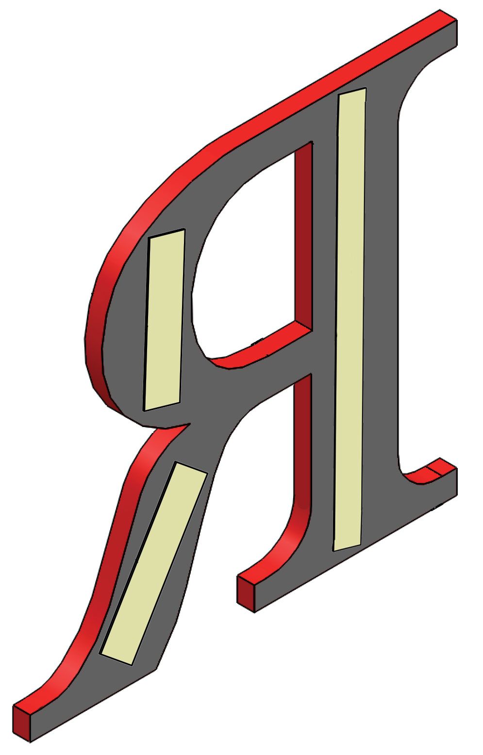 Mounted double face tape on plastic letters