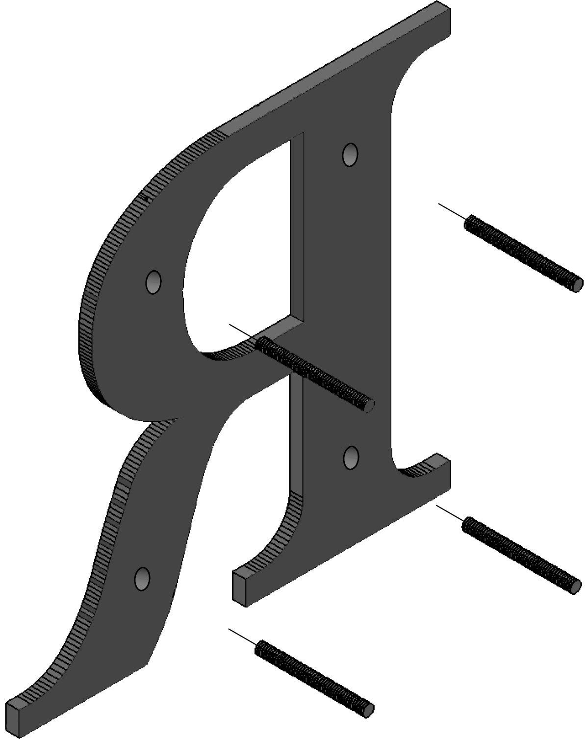 Stud Mounted Metal Letters