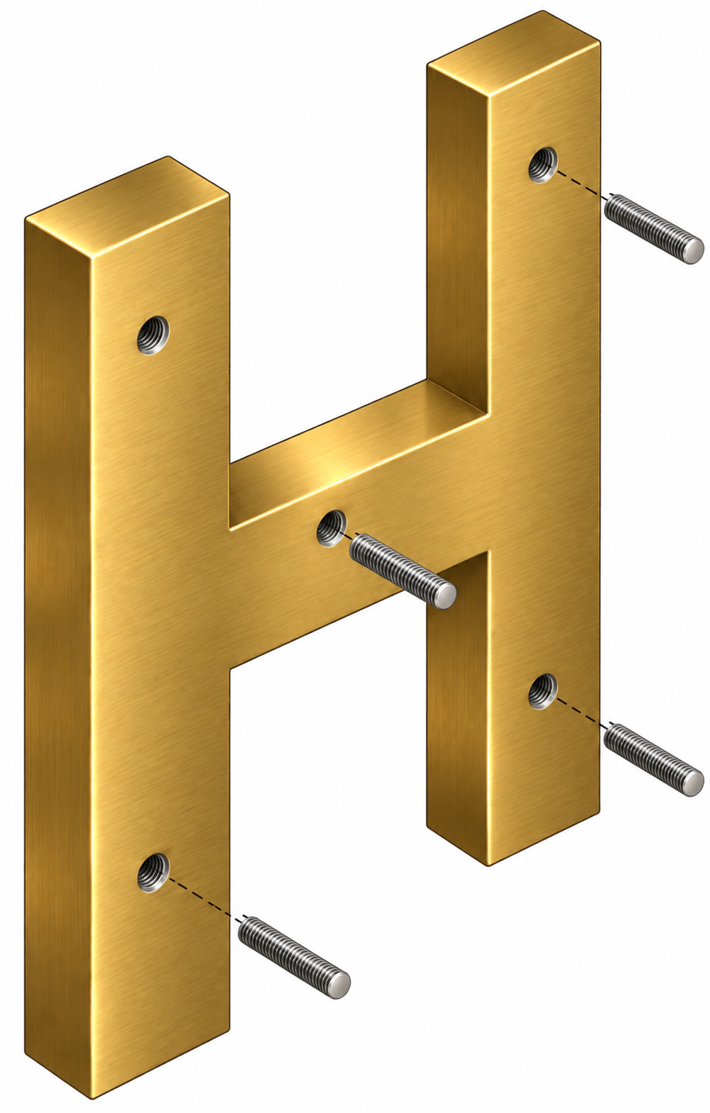 Stud Mount Brass Letter