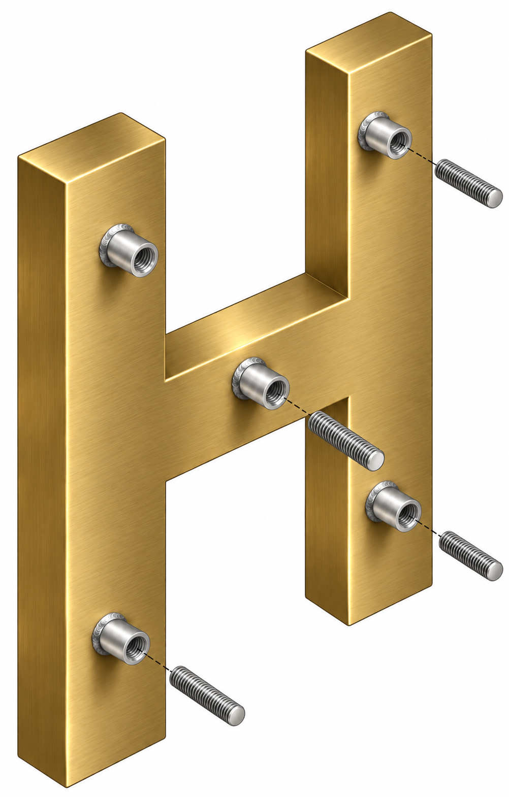 Welded Stud Mounted Brass Letter