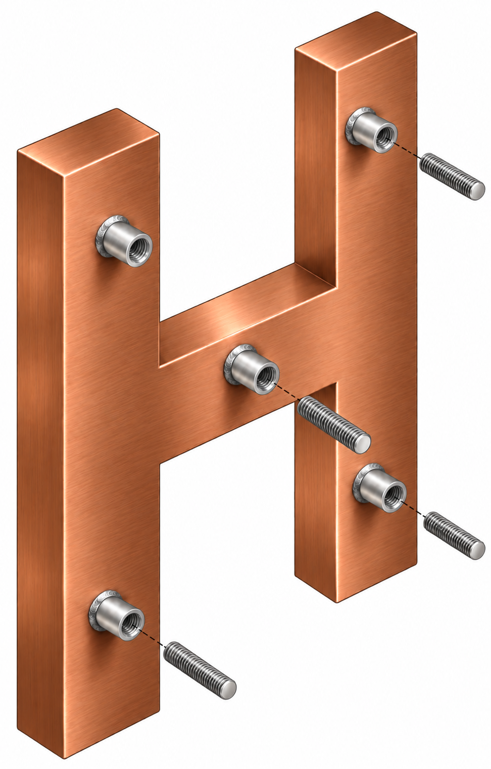 Welded Stud Mounted Copper Letter