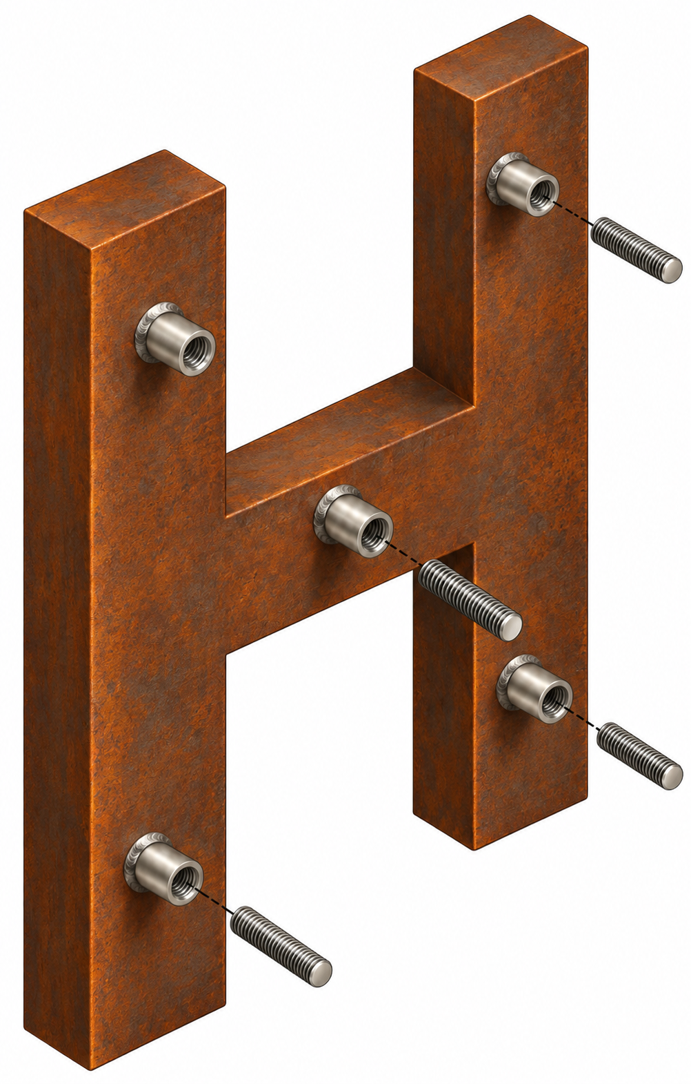Welded Stud Mount Cor-Ten Steel Letter