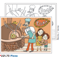 Un chef sort une pizza du four avec des enfants dans une pizzeria.