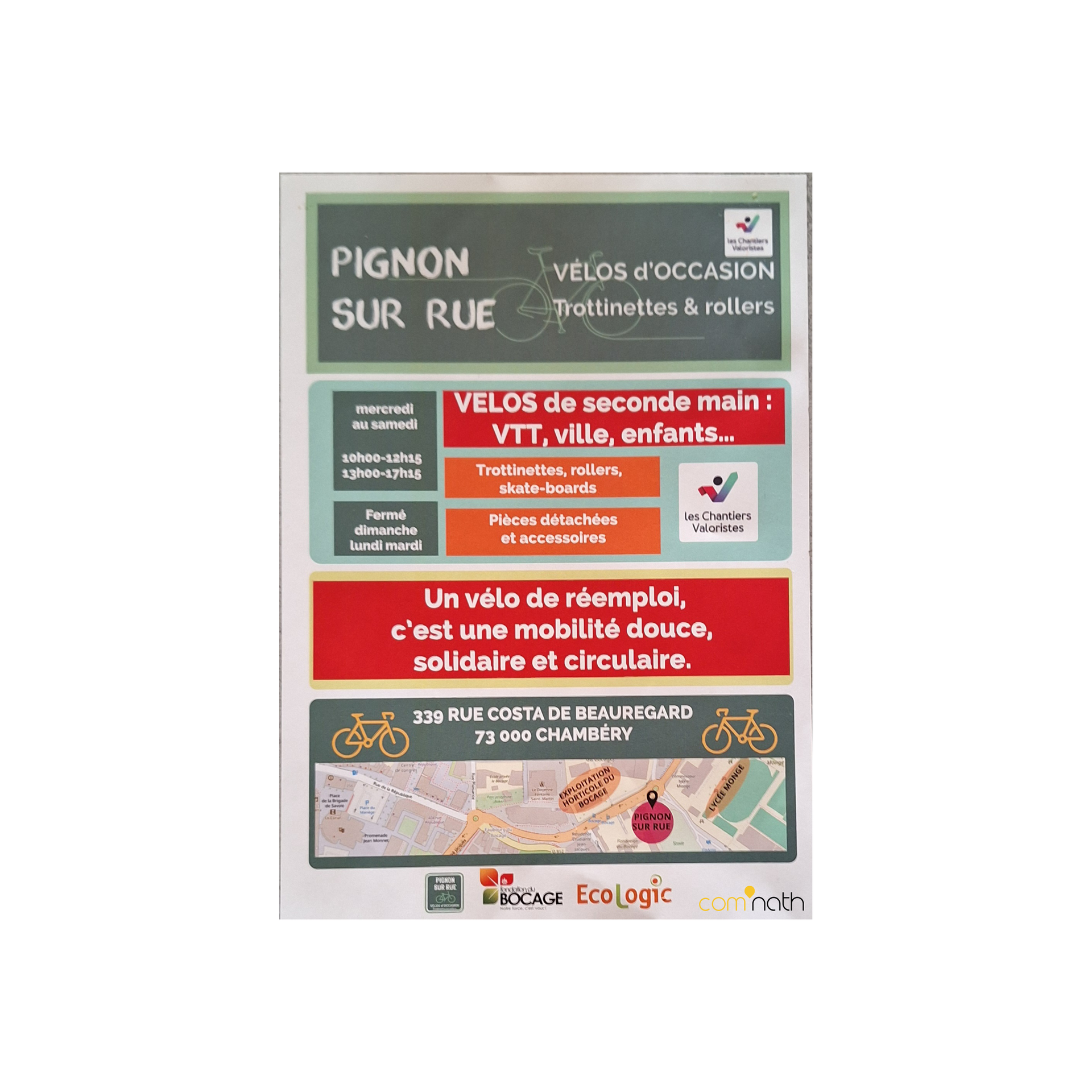Affiche pour le magasin de vélos d'occasion 