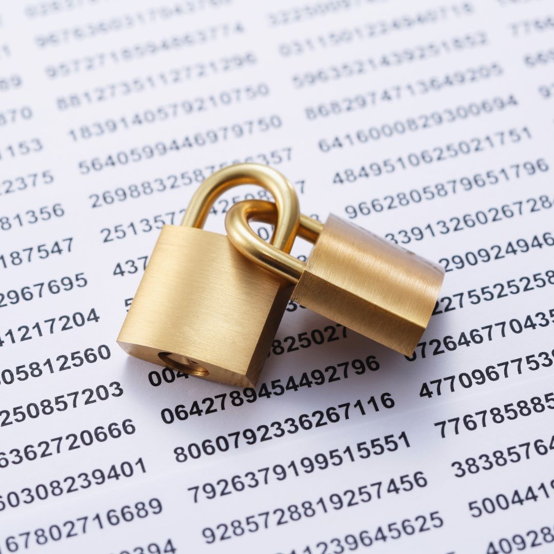 A paper filled with computer code and two locks.