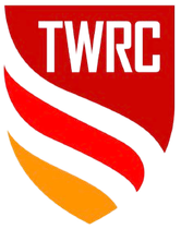 A red shield with the word twrc on it