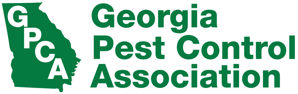 Georgia Pest Control Association logo in green with Georgia state outline and bold text.
