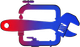 Logo stilizzato di una chiave giratubi con sfumatura dal rosso al blu su sfondo bianco