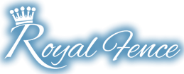 The logo for royal fence has a crown on it
