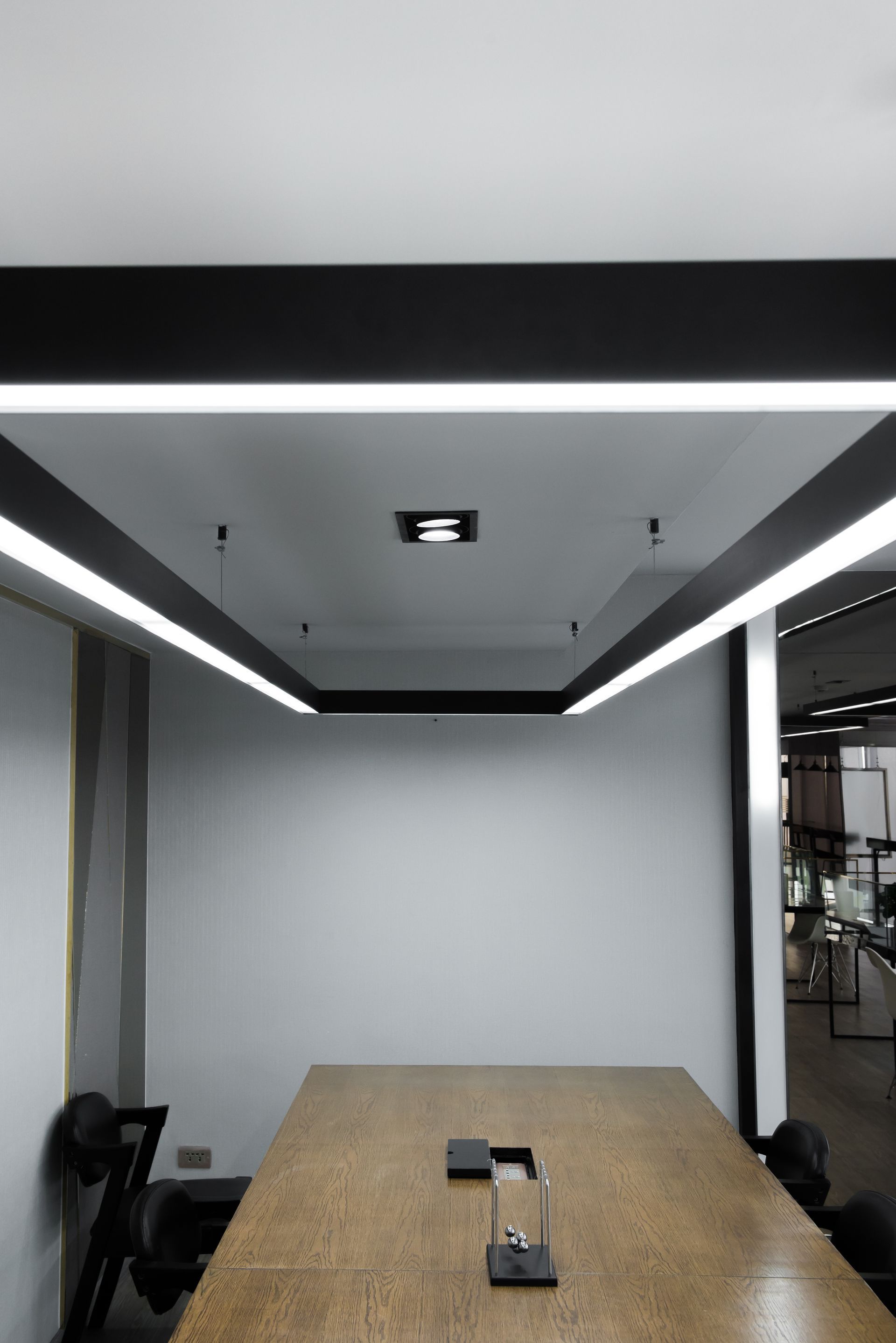a lit conference room