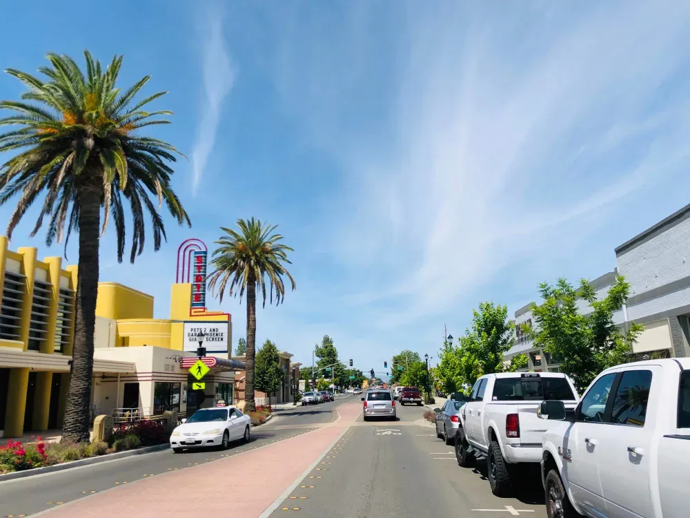 Sell House Fast - A row of cars are parked on the side of the road in front of a building.
