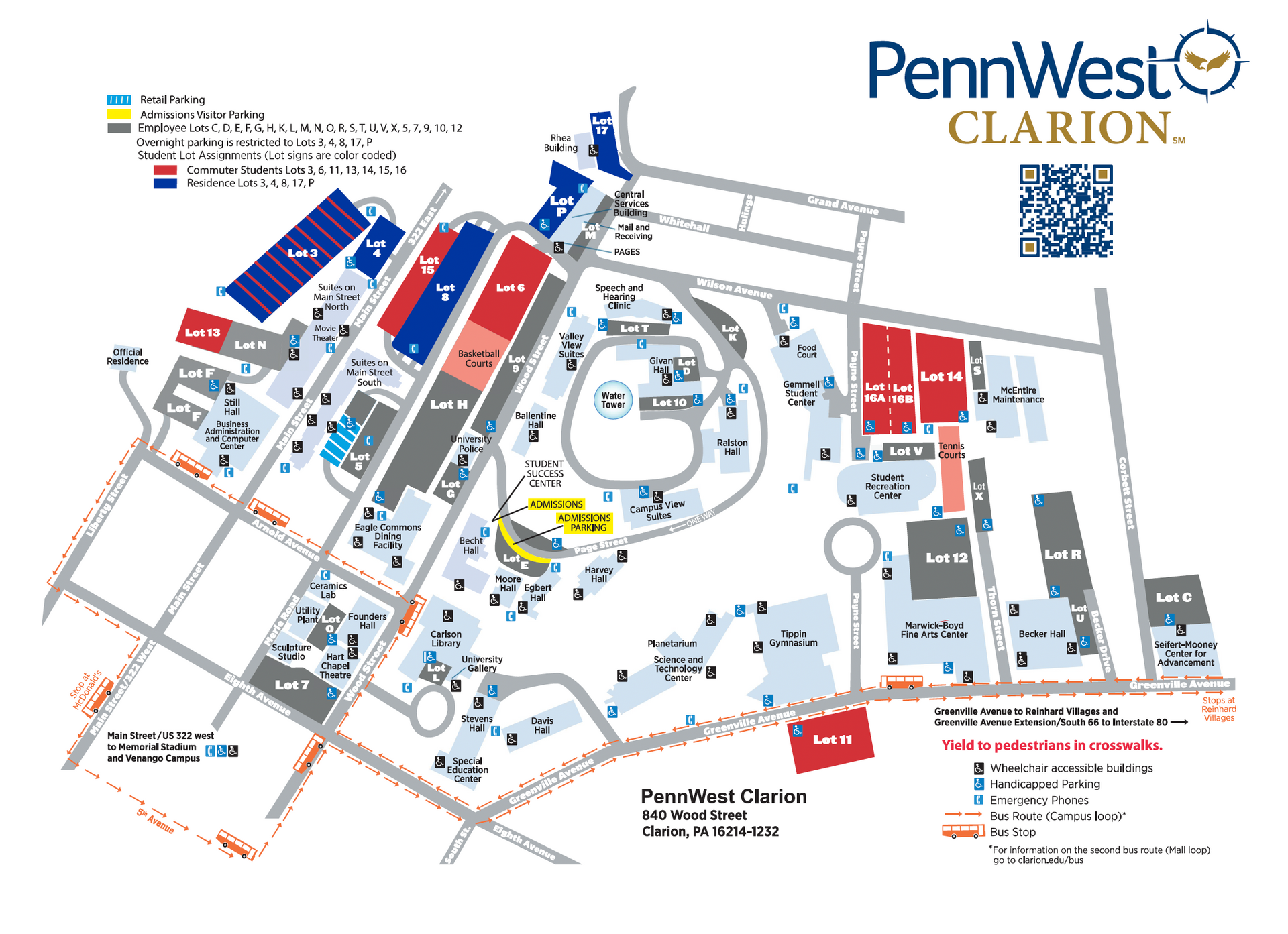 Pennwest Clarion Dining Map