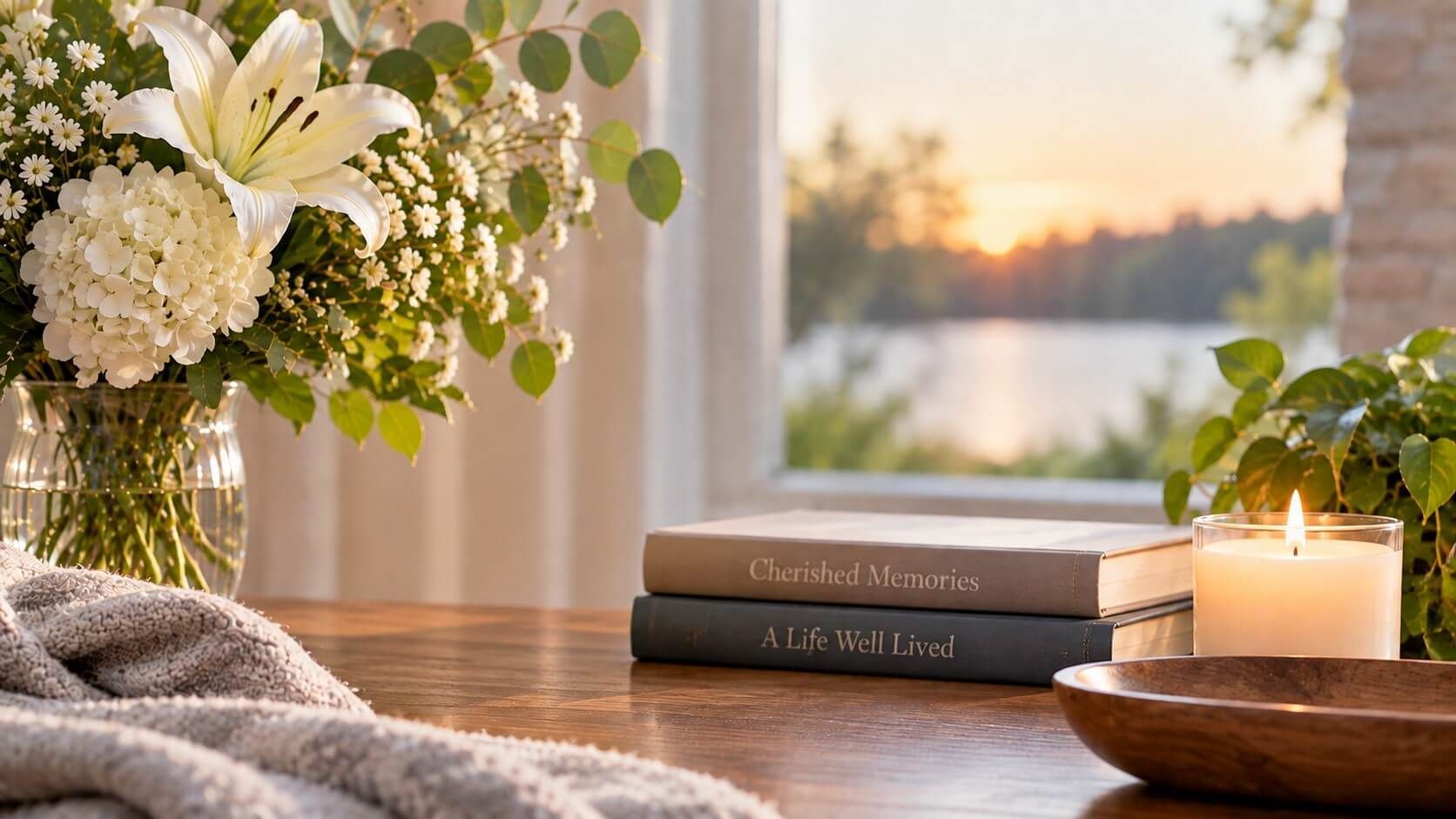 Candlelight, memory books, and white flowers bring comfort to cremation services in Savage, MN