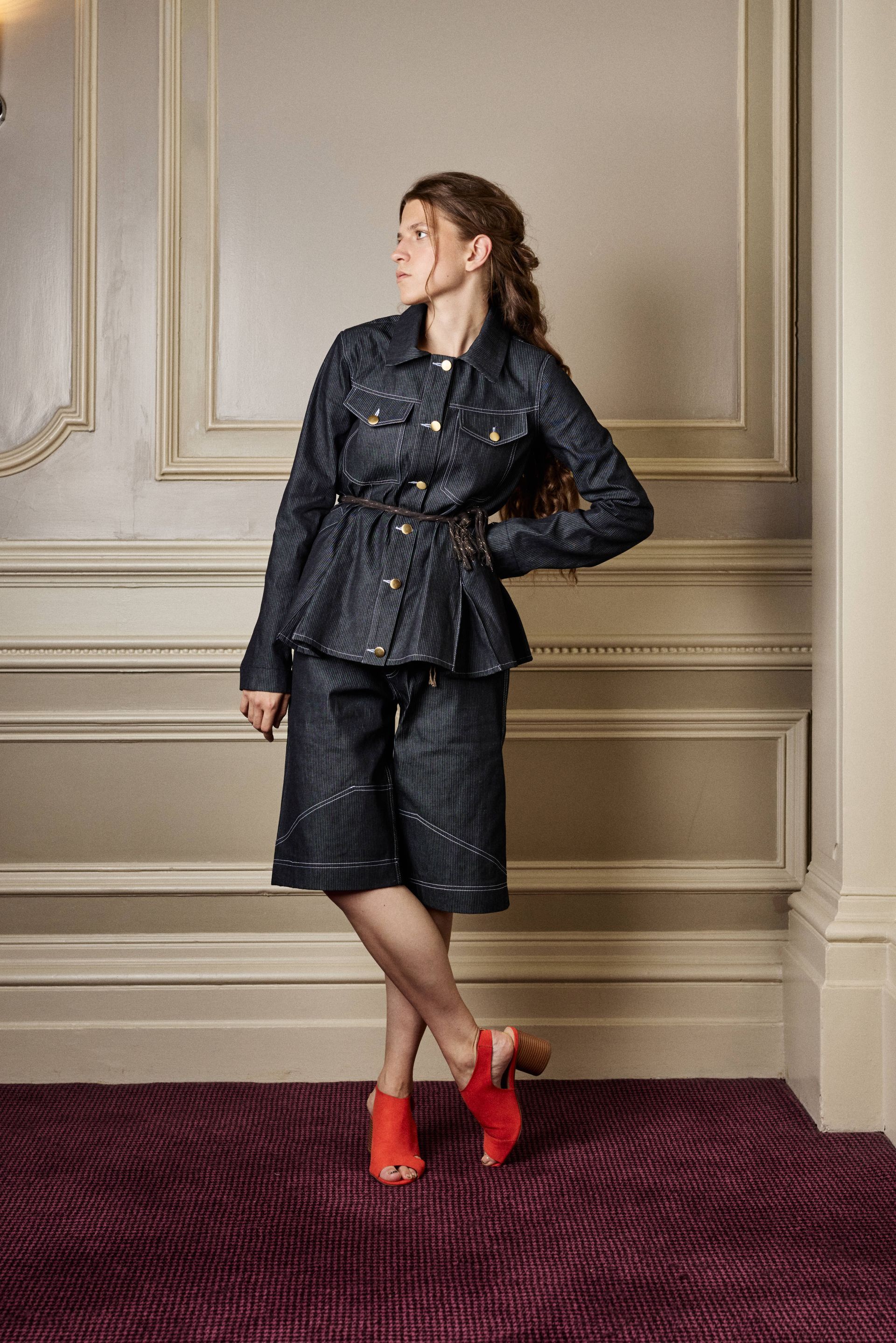 Black stripe peplum jacket