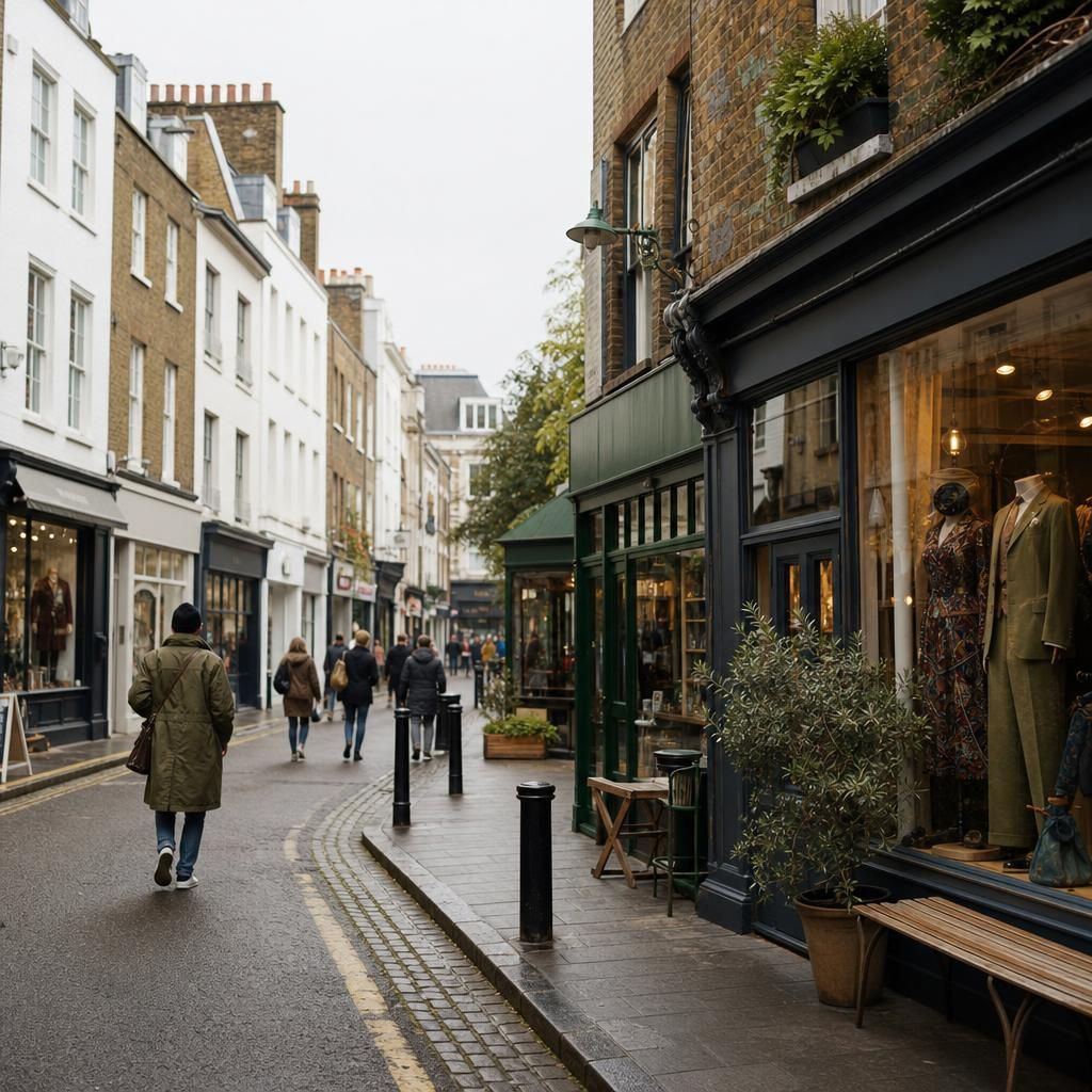 London street with independent fashion boutiques