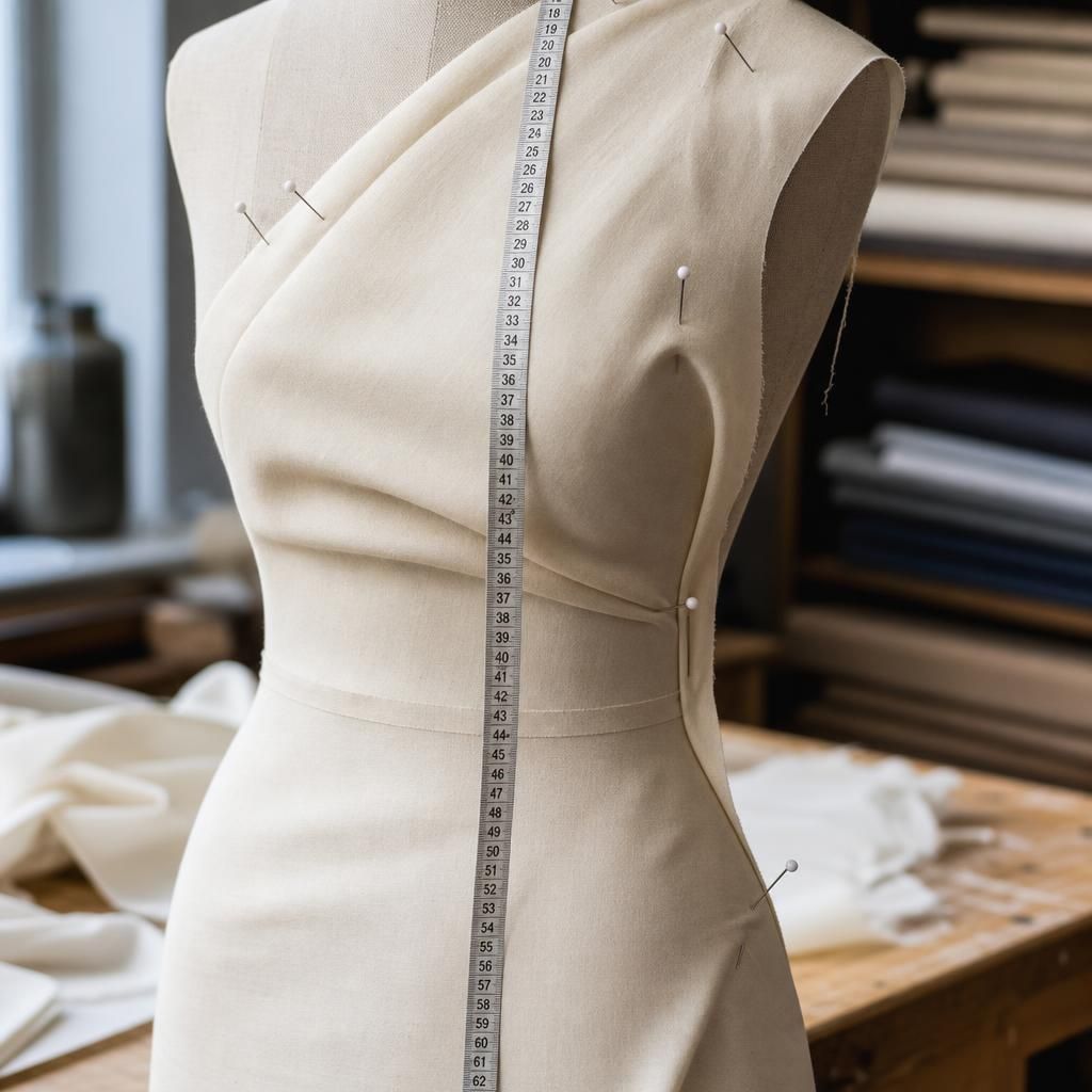 measuring tape and dress form in sewing studio