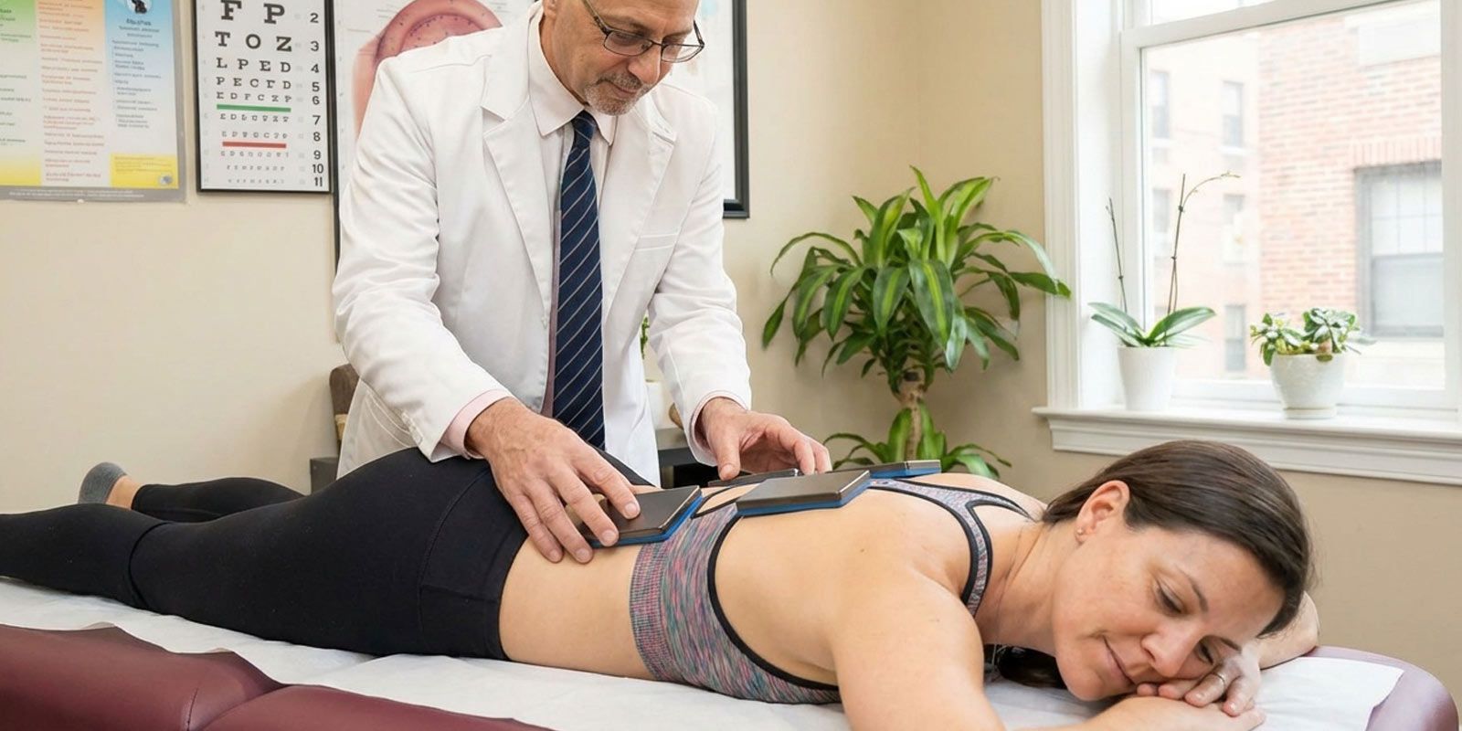 Biomagnets for Treating Lyme Disease NYC by Marc Bystock L.Ac. Woman receiving Biomagnetic Therapy for Lyme Disease by NYC Acupuncturist in Midtown Manhattan NY 10016
