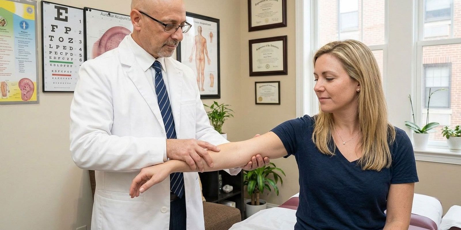 NYC Acupuncturist performing a Morphogenic Field Technique NYC on a patient by Marc Bystock L.Ac.