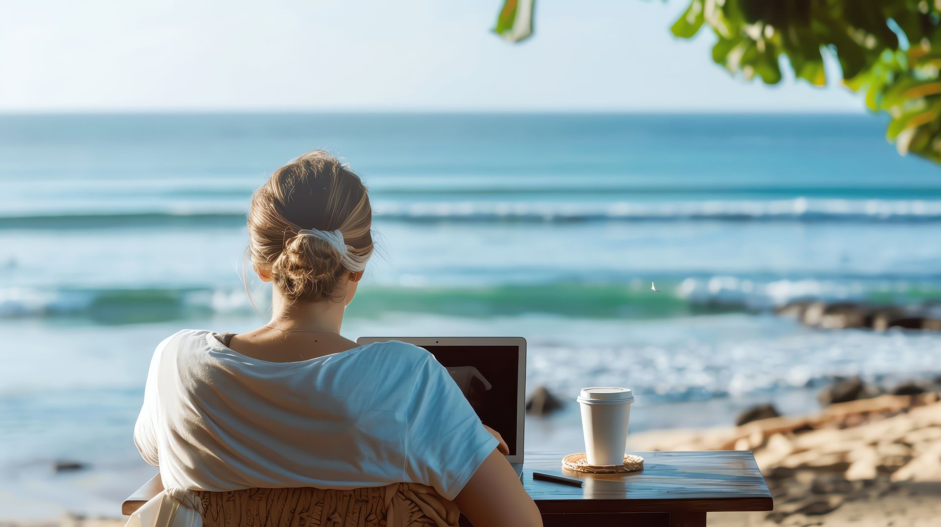 independent contractor on a beach working