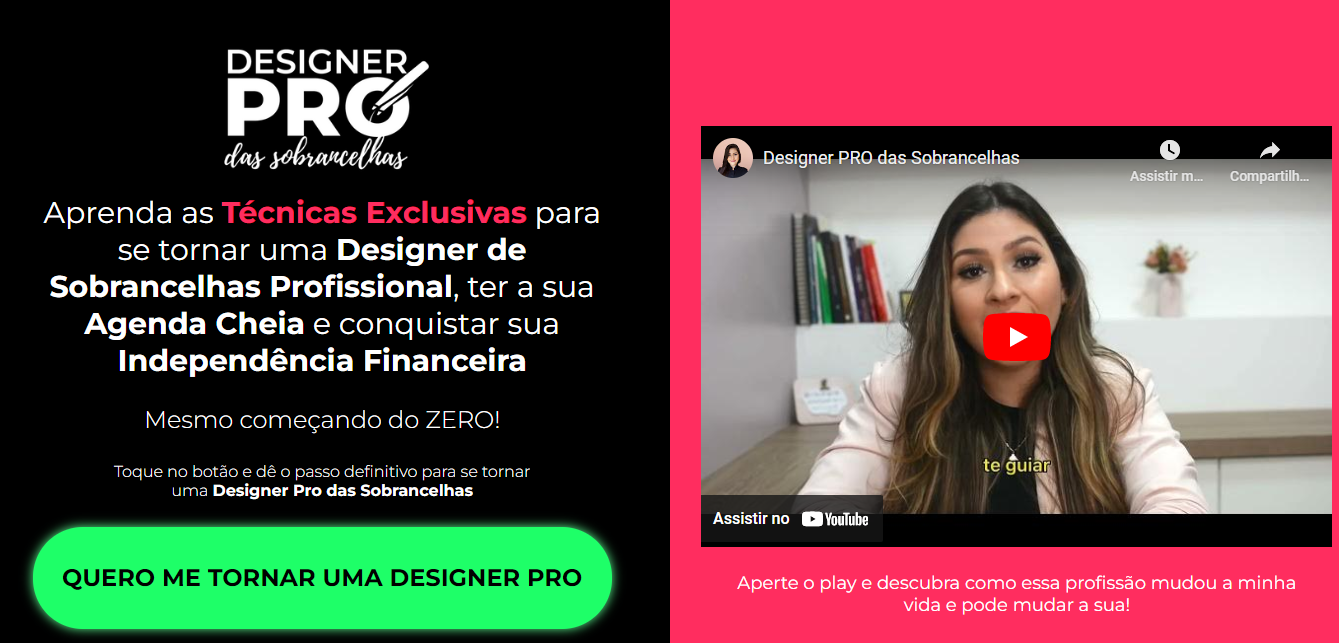 Uma mulher está sentada em frente a uma placa que diz designer profissional.